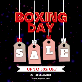 Online Editable Red Boxing Day Sale Offer Animated Design