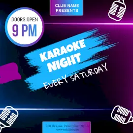 Online Editable Karaoke Night Neon Light Animated Design