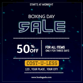 Online Editable Blue Boxing Day Sale Animated Design