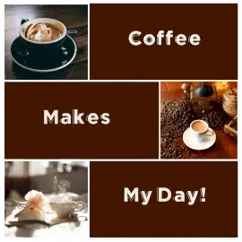 Online Editable Breakfast Blend Coffee Quotes 3 Grid Photo Collage