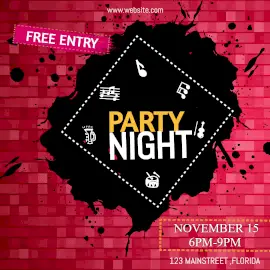 Online Editable Live Music Party at Night Club Animated Design