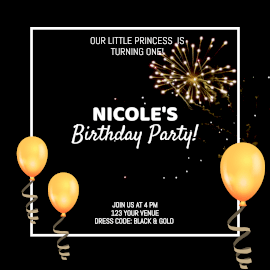 Online Editable Black Happy Birthday Animated Design