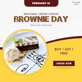 Online Editable National Cream Cheese Brownie Day February 10 Social Media Post