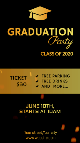 Online Editable Golden Graduation party Animated Design