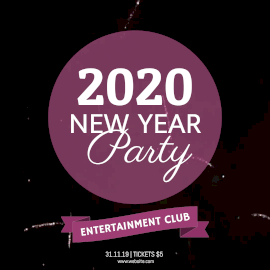 Online Editable Pink and white New Year Party Animated Design