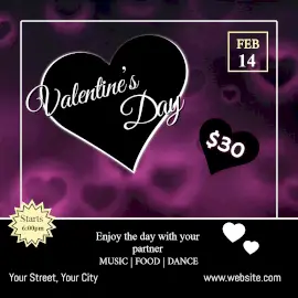 Online Editable Glowing Bokeh Heart Valentine's Day Party Animated Design