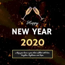 Online Editable Golden Cheers Drinks Happy New Year Animated Design