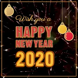 Online Editable Happy New Year With Fireworks Animated Design