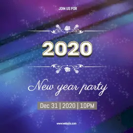 Online Editable Purple and Pink New Year Party Animated Design