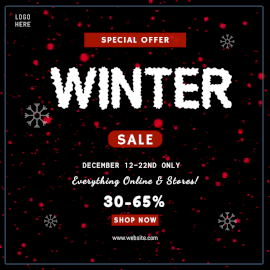 Online Editable Red and Black Winter Offer Animated Design