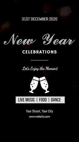 Online Editable Colorful Surging Bokeh Lights New Year Vertical 9:16 Animated Design