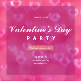 Online Editable Pink Fallen Heart Valentine's Day Party Animated Design
