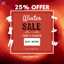 Online Editable Orange and Brown Winter Offer Animated Design