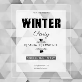 Online Editable White Glittering Winter Party Animated Design