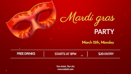 Online Editable Red and Yellow Mardi Gras Animated Design