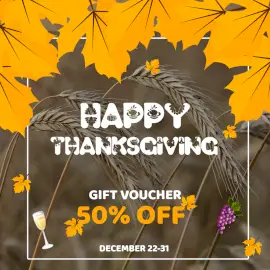 Online Editable Wheat Field Background Happy Thanksgiving Sale Offer Animated Design
