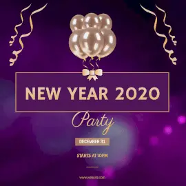 Online Editable Purple and Gold New Year Animated Design