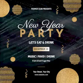Online Editable Golden New Year Party Animated Design