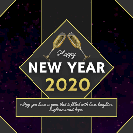 Online Editable Gold Champagne Glasses New Year Animated Design