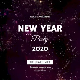 Online Editable Purple Glitter Particles New Year Party Animated Design