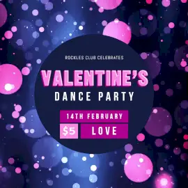 Online Editable Purple and Pink Valentine's Dance Party Animated Design