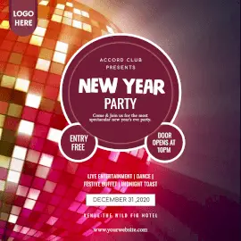 Online Editable Retro-like New Year Party Announcement Animated Design