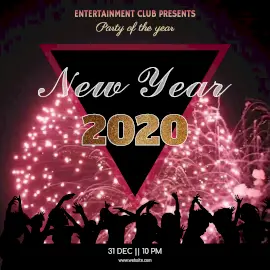 Online Editable Pink and Black New Year Animated Design
