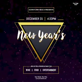 Online Editable Purple New Year Celebration Animated Design