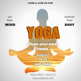 Online Editable Yellow Yoga Class Animated Design