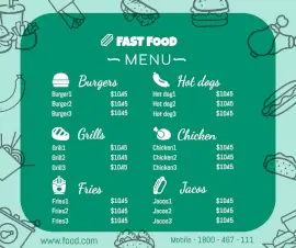 Online Editable Fast Food Menu Prices Facebook Post