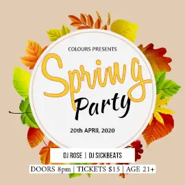 Online Editable Circle Leaves Frame DJ Music on Spring Party Animated Design