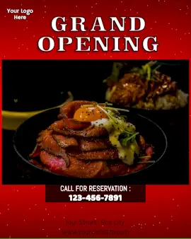 Online Editable Restaurant Grand Opening Animated Design