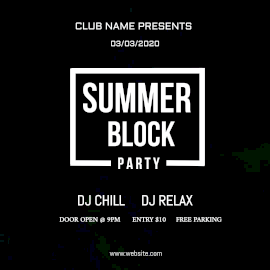 Online Editable Colorful Smoke Background DJ Music Summer Block Party Animated Design