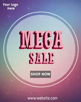 Online Editable Blue & Pink Mega Sale Offer Animated Design