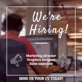 Online Editable We're Hiring Marketing Director Animated Design