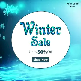 Online Editable Falling Snowflakes Winter Sale Offer Animated Design
