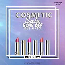 Online Editable Blue Cosmetic Sale Offer Animated Design