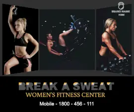 Online Editable Womans Fitness Center Facebook Post 3 Grid Photo Collage