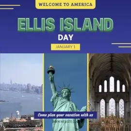 Online Editable Ellis Island Day January 1 Social Media Post