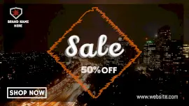 Online Editable Black & Orange Sale Offer Animated Design