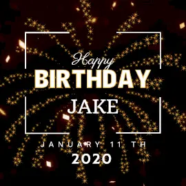 Online Editable Golden Happy Birthday Jake Animated Design