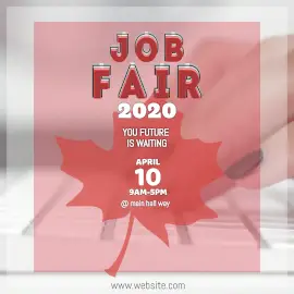 Online Editable Red Job fair 2020 Animated Design