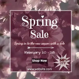 Online Editable Spring Season Sale 50% Off Animated Design