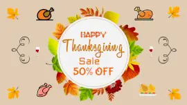 Online Editable Circle Leaves Frame Background Thanksgiving Day Offer Sale Animated Design