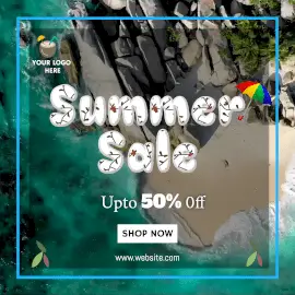 Online Editable Blue Summer Sale Offer Animated Design