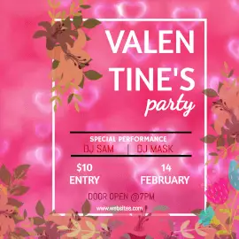 Online Editable DJ Music on Valentines Day Party Animated Design