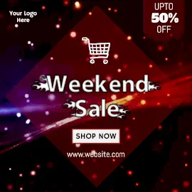 Online Editable Red Weekend Sale Offer Animated Design