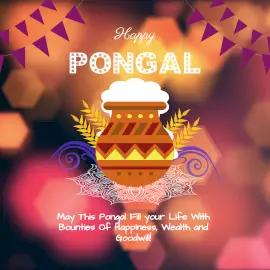 Online Editable Yellow & Purple Happy Pongal Wishes Animated Design