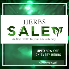 Online Editable Green Herbs Sale Offer Animated Design