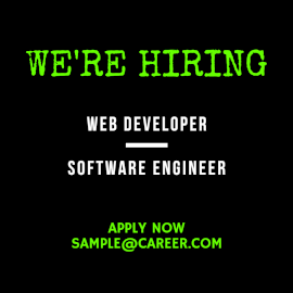 Online Editable Green We're Hiring Web Developer Animated Design
